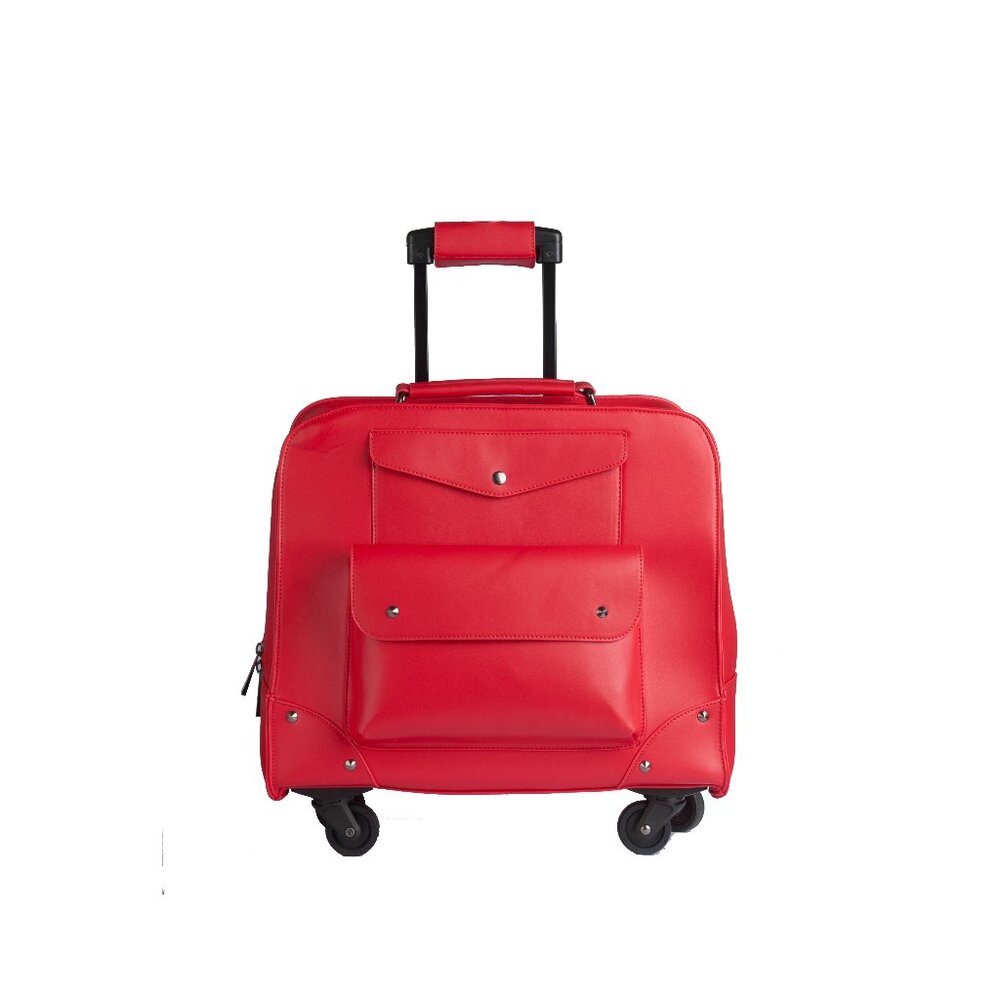 Hang Accessories “Josslyn” Red Rolling Tote – Gunmetal Studded (Imperfect)